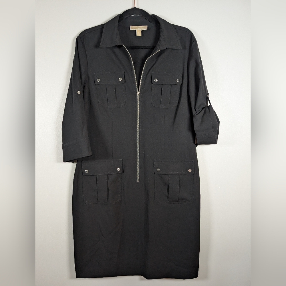 Michael Kors Women's Black Zip-Up Dress With Pockets